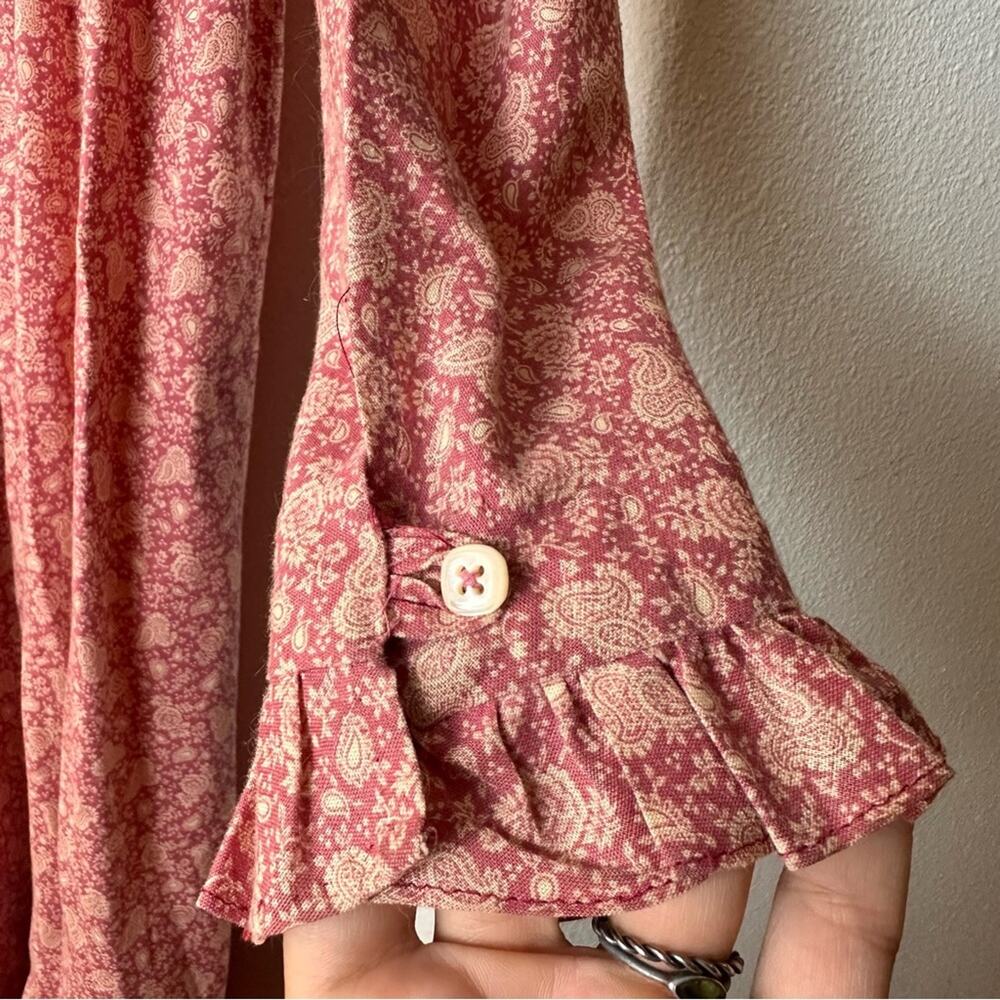 Vintage Priscilla Cottage Core Prairie Dress Pink Cottagecore Boho 1970s - Picture 4 of 11